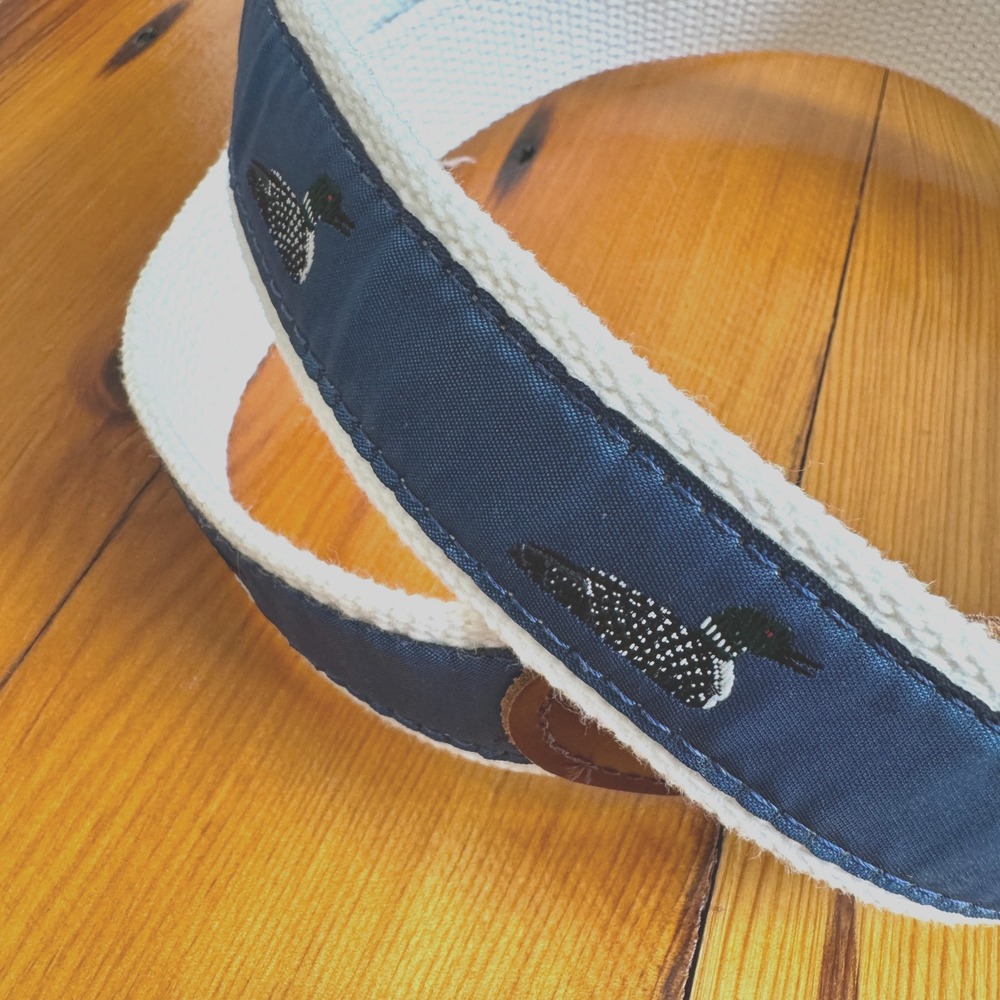 Preston New England Navy Mallard Duck Canvas Belt Sz 44 Nautical‎ Preppy Coastal